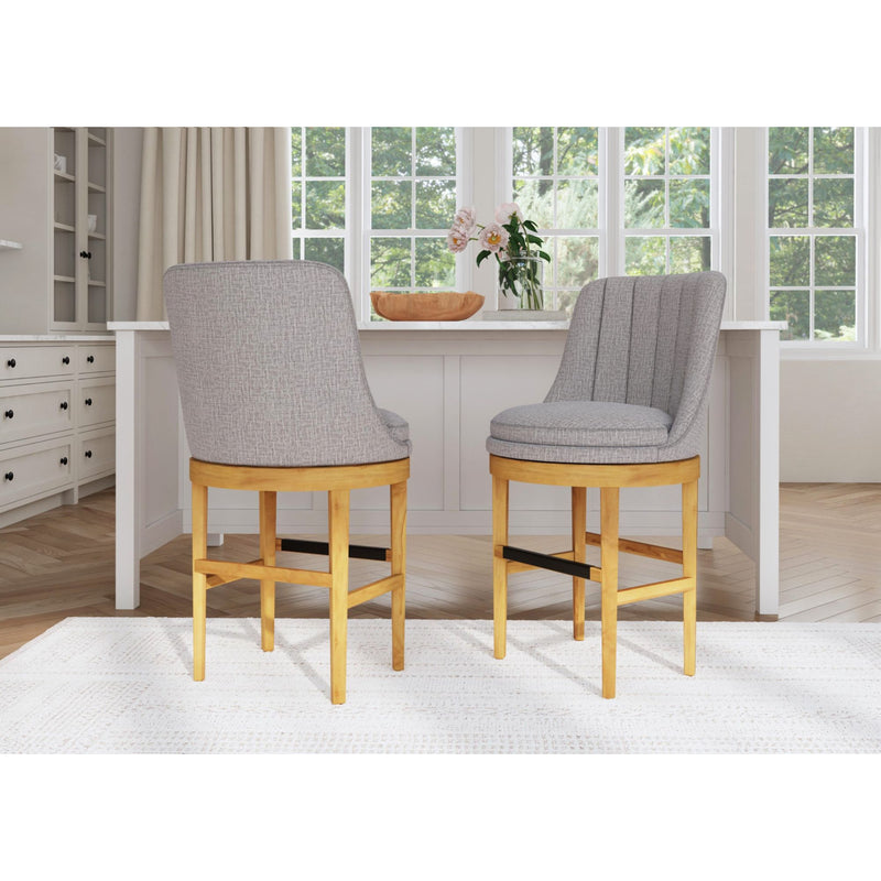 Carmen - Swivel Counter Stool With Light Gray Fabric (Set of 2) - Natural