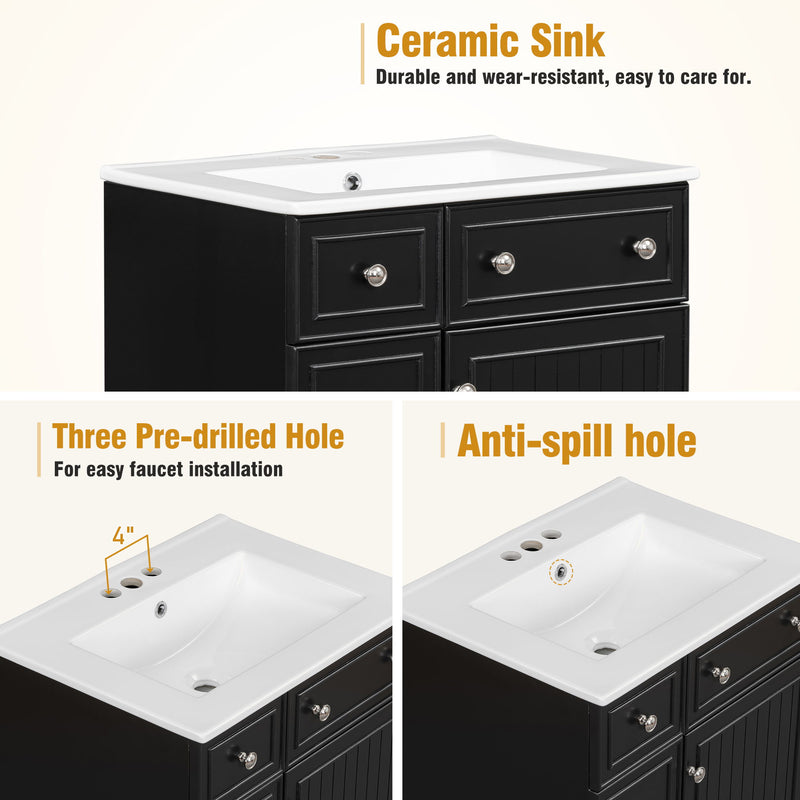 Bathroom Vanity Cabinet With Sink - Black
