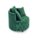 Modern Upholstered Swivel Chair With Button Tufted Design And Movable Wheels