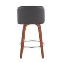 Toriano - Mid-Century Modern Fixed Height Counter Stool With Round Footrest (Set of 2)