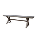 Modern Aluminum Outdoor Dining Bench With X Base - Dark Gray