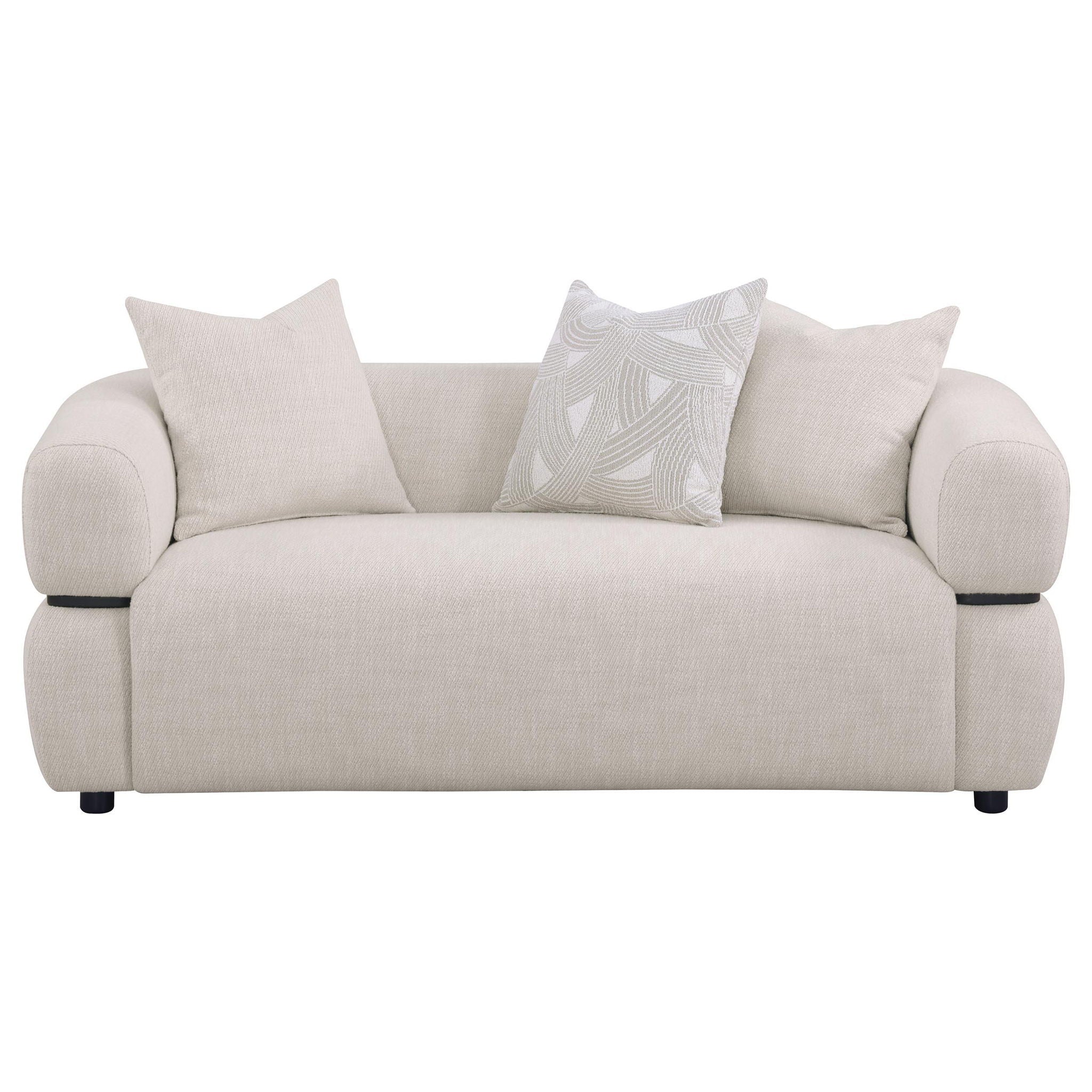 Jeanette 73-inch Fabric Upholstered Round Arm Loveseat Beige
