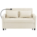 Pull-Out Sleeper Sofa With Reversible Backrest Cushion, Side Pockets, 2 USB Ports And A Phone Holder For Living Room