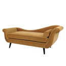 Auroral - Velvet Upholstered Chaise Lounge With Scrolled Arms And Tapered Legs