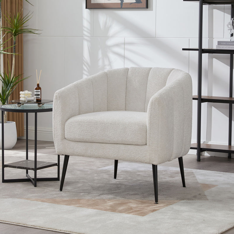 3 Piece Small Living Room Furniture Set, Sofa Loveseat & 2 Armchairs - Ivory