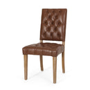 Sophisticated Dining Chair Set With Button Tufting - Light Brown / Weathered Wood
