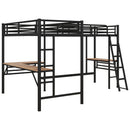 Twin Loft Bed With 2 Built In Desks, Mission Style - Black
