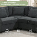 U Shaped Sectional Sofa 6 Seat Couch Set With Oversized Ottoman, Hidden Armrest Storage And Cup Holders USB Charging Ports Wide Seat Sofa