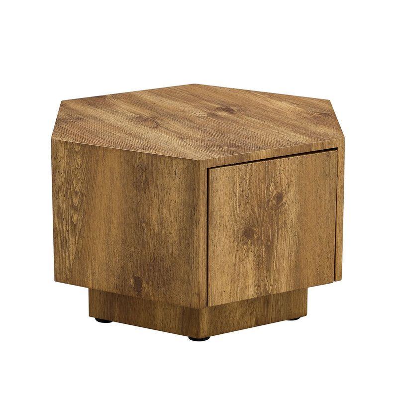 Hexagonal Coffee Table With Drawers - Wood