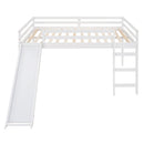 Full Loft Bed With Slide, Multifunctional Design - White