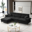 L Shaped Convertible Sectional Sofa 4 Seat Tufted Couch Set With Two Tone Adjust Legs Cloud Movable Ottoman