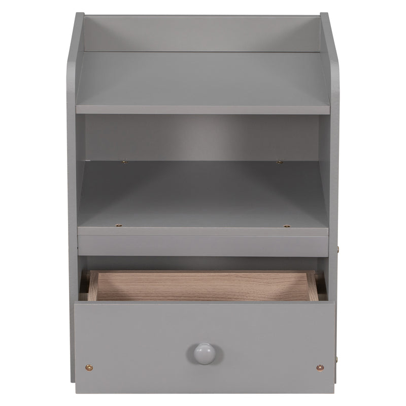 Full Bed with Headboard and Footboard,with 2 Nightstands,Grey