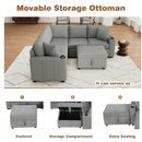 Sectional Sofa Convertible Pull-Out Sofa Bed With A Movable Storage Ottoman For Living Room