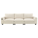 Sectional With Bluetooth Speaker Comfy Cloud Couch Set With Drop Down Table Cup Holders, USB Charger Storage Armrest Wide Seat Sofa