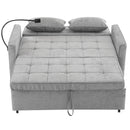 Pull-Out Sleeper Sofa With Reversible Backrest Cushion, Side Pockets, 2 USB Ports And A Phone Holder For Living Room