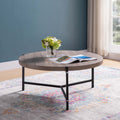 36.5" Round Coffee Table With White Metal Legs