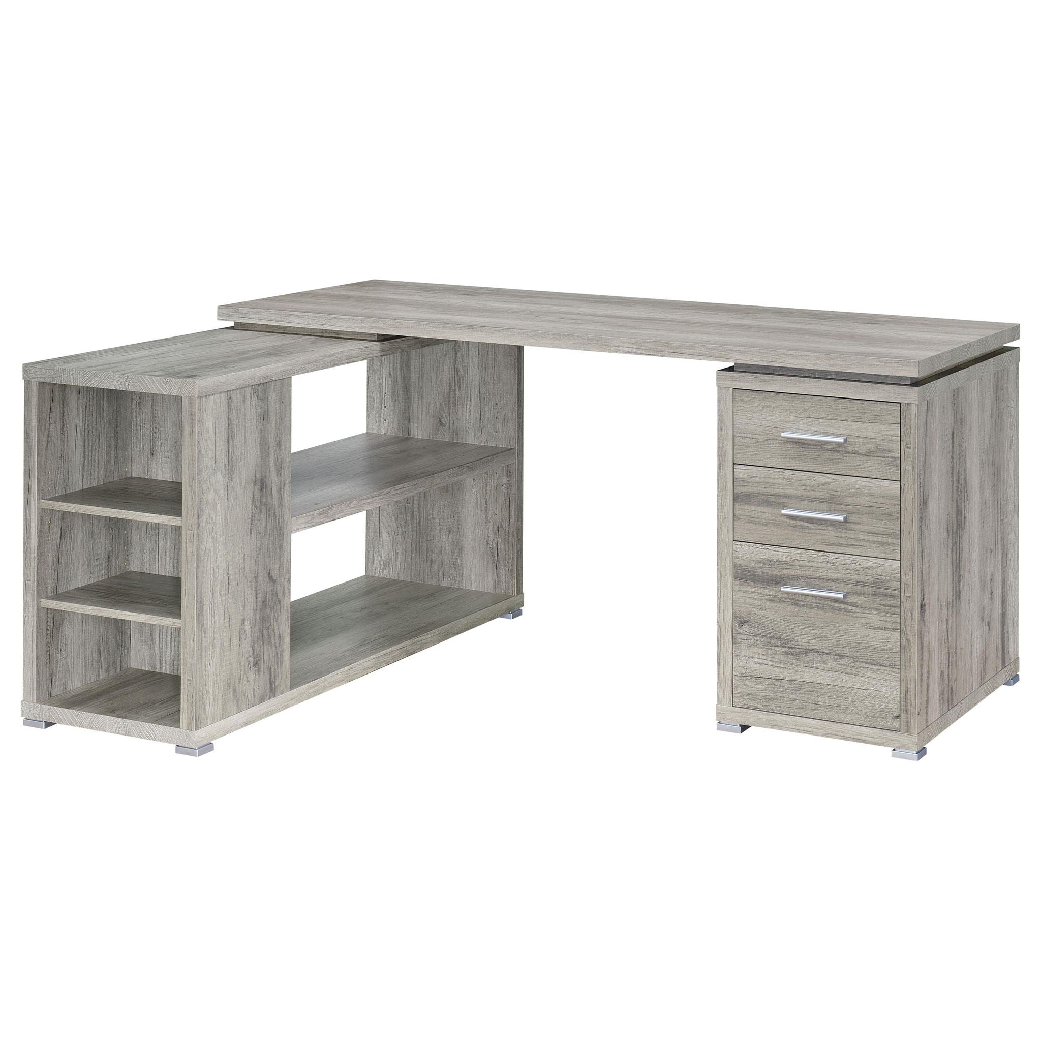 Yvette 60-inch 3-drawer L-Shape Computer Desk Grey Driftwood