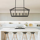 5 Light Farmhouse Kitchen Island Lighting, 5 Light Industrial Linear Chandelier For Dining Room Metal Hanging Pendant Light Fixture For Bedroom Living Room Hallway Conference Room - Matte Black