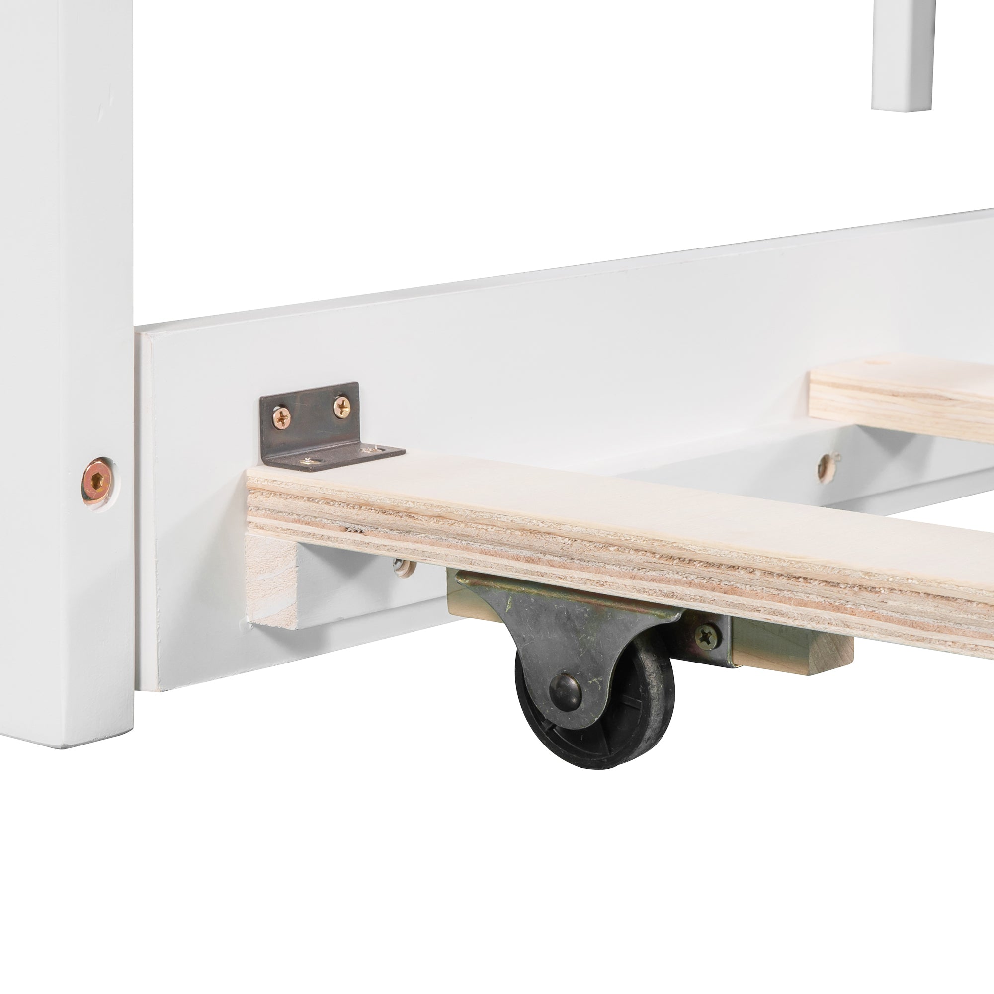 L-shaped Platform Bed with Trundle and Drawers Linked with built-in Desk,Twin,White - Atlantic Fine Furniture Melbourne FL