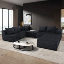 Luxury 8 Piece Modular U Shaped Sectional Sofa With Oversized Chaise Lounge And Bed Corduroy Upholstery