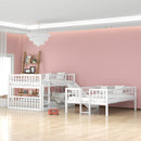 Full-Over-Full-Over-Full Triple Bed with Built-in Ladder and Slide , Triple Bunk Bed with Guardrails, White(OLD SKU :LP000052AAK)