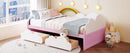 Twin Size Bed With Clouds And Rainbow Decor - Pink / White