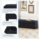 Textured Fabric Ottoman Bench With Hinged Lid
