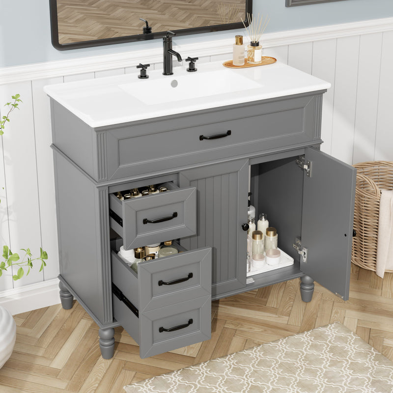 Bathroom Vanity With Sink, Freestanding Cabinet & Drawers