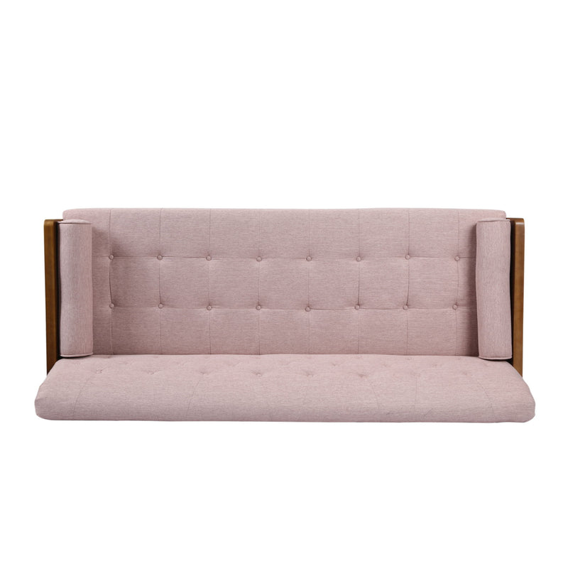 Aidan - Mid Century Modern Tufted Fabric Sofa - Blush