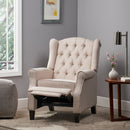 Contemporary Tufted Fabric Push Back Recliner - Beige