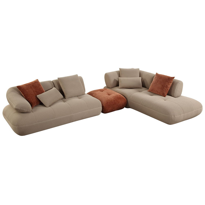 Carrick - Sectional Sofa With 6 Pillows - Beige