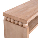 Modern Rustic Console Table, Wood Entryway Table With Shelf & Decorative Bead Detail - Natural