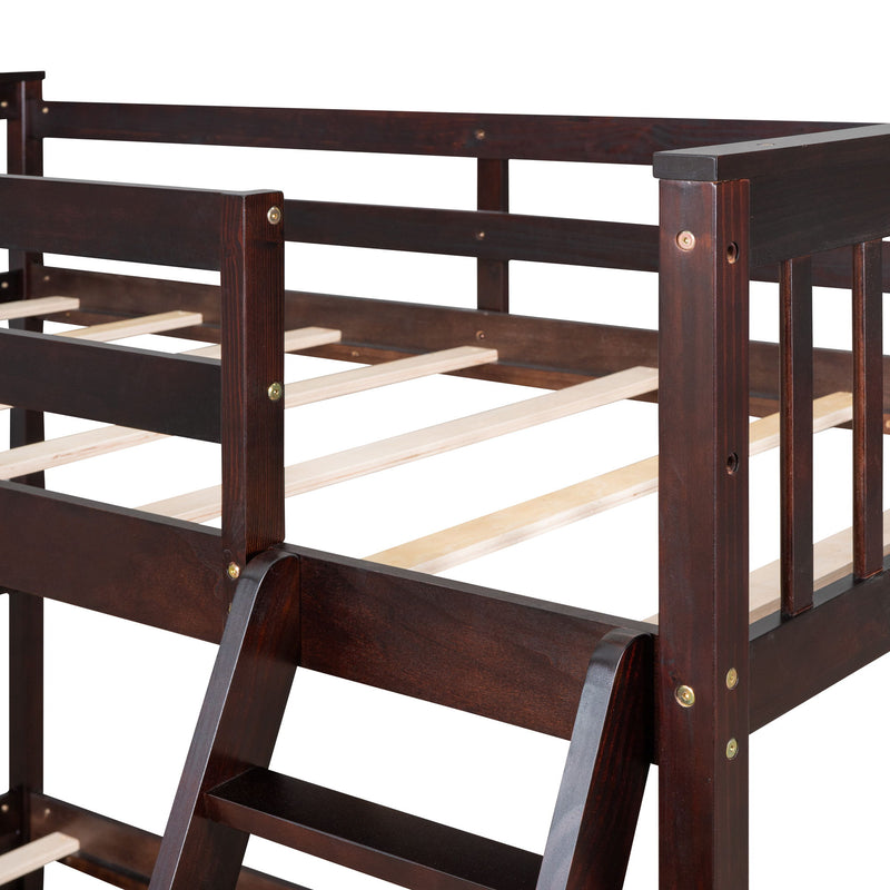 Twin Over Full Bunk Bed With Ladders And Two Storage Drawers