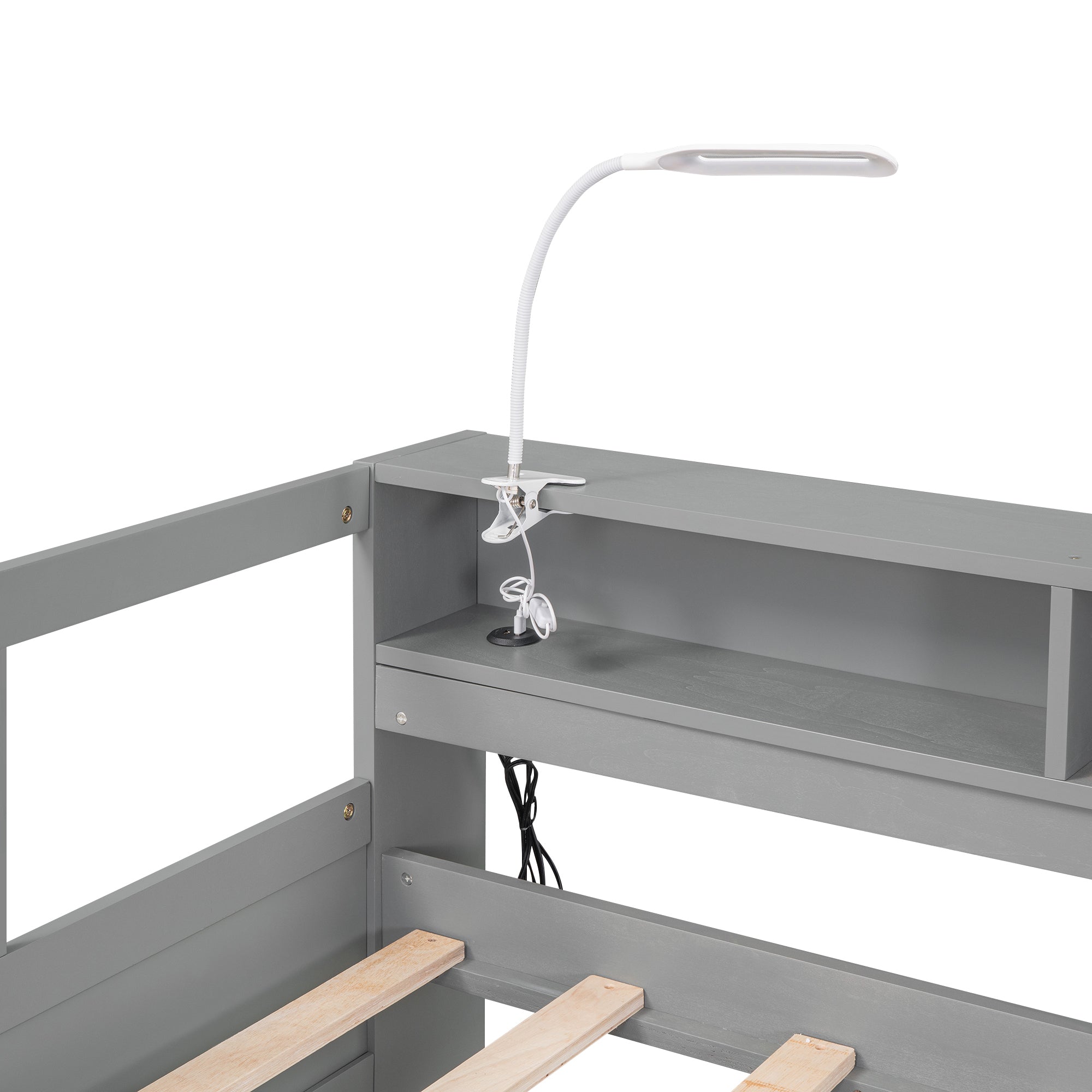 Twin XL Wood Daybed with 2 Trundles, 3 Storage Cubbies, 1 Light for Free and USB Charging Design, Gray - Atlantic Fine Furniture Melbourne FL