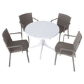 4 Modern Stackable Plastic Armchair Matched With Round Table