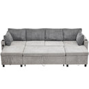 Sectional Sofa Pull Out Sofa Bed Versatile Sofa Sleeper With Large Storage Space, Two USB Ports And Two Cup Holders For Living Room