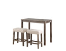 Lux - 3 Piece Counter Height Pub Table With Tufted Linen Stools (Set of 3)