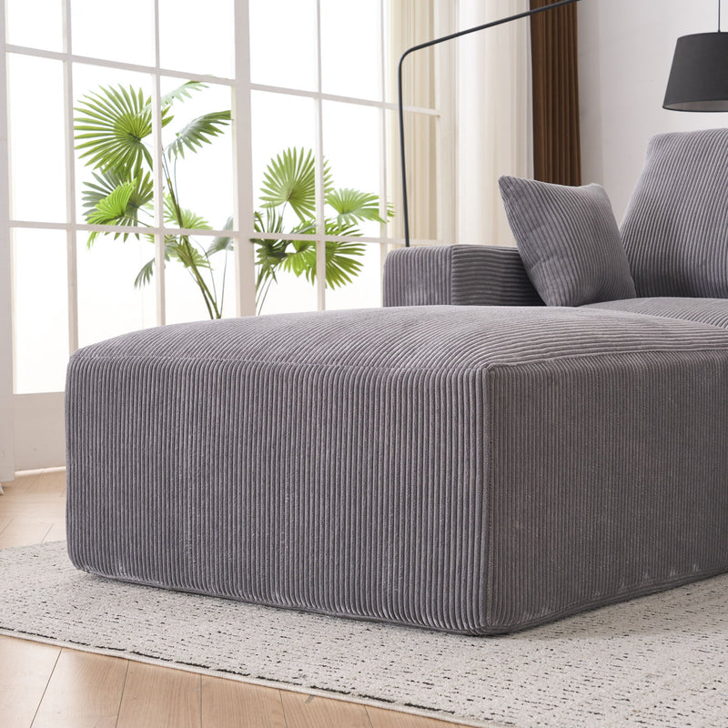 Modular Sectional Sofa With Ottoman, USB And Type C Charger, Petal Armrest Design