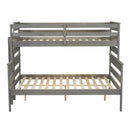 Wood Twin XL over Queen Bunk Bed with Ladder, Gray