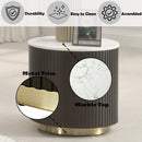 Clayten - End Table - White Natural Marble Top & Espresso