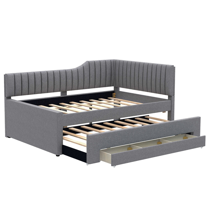 Upholstered Daybed With Trundle And 3 Drawers