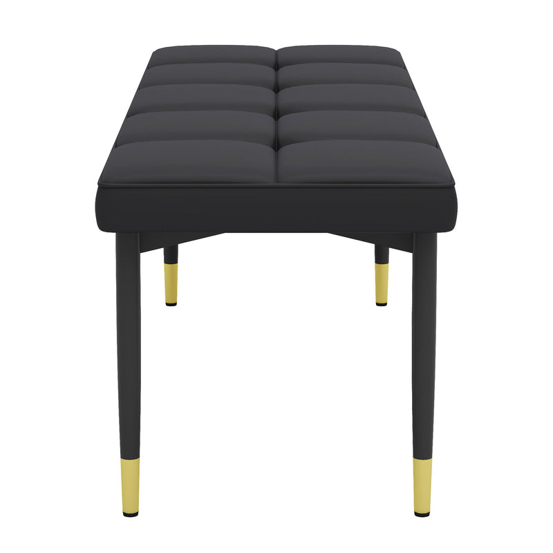 Multifunctional Shoe Bench, Sturdy Metal Legs With Gold Accents - Black