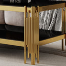 Top And Bottom Double Layer Tempered Glass Table And Mirror Finished Stainless Steel Frame