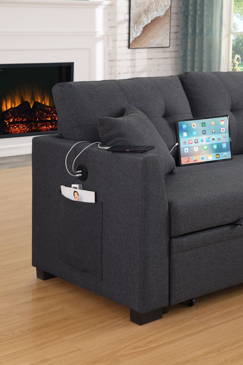 Modern Sectional Sofa Bed - Dark Gray