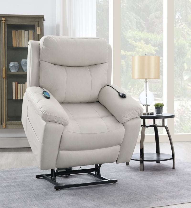 Chriki - Polished Microfiber Power Motion Recliner With Lift Heating Massage Chair