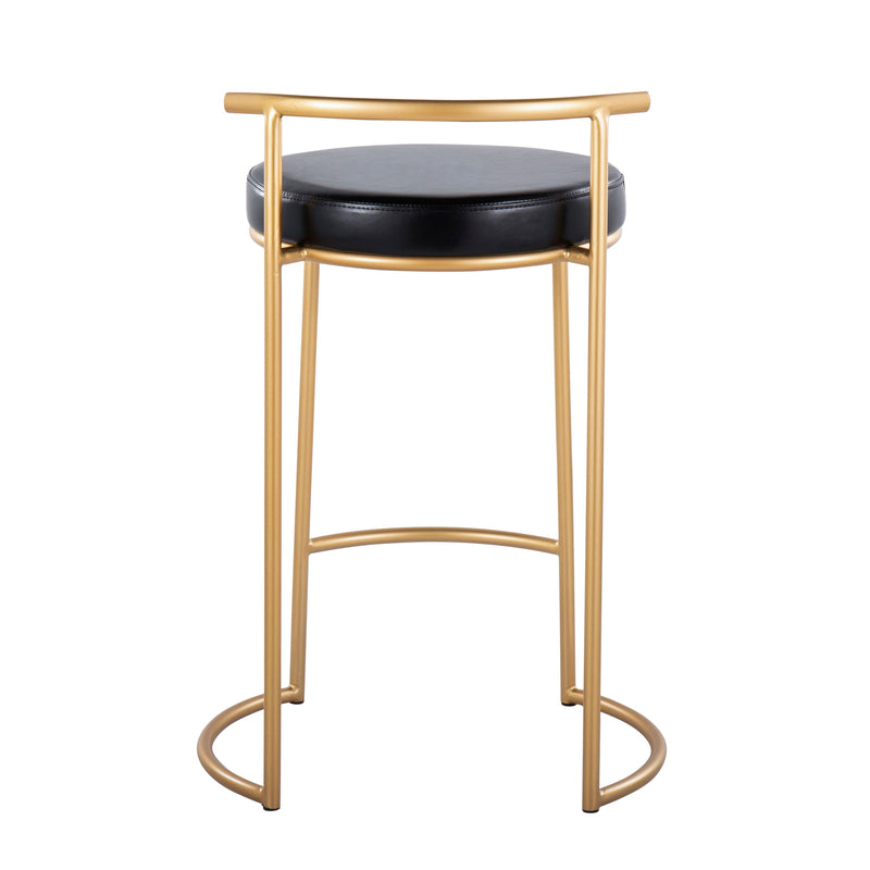 Fuji - Round Contemporary Fixed Height Counter Stool (Set of 2)