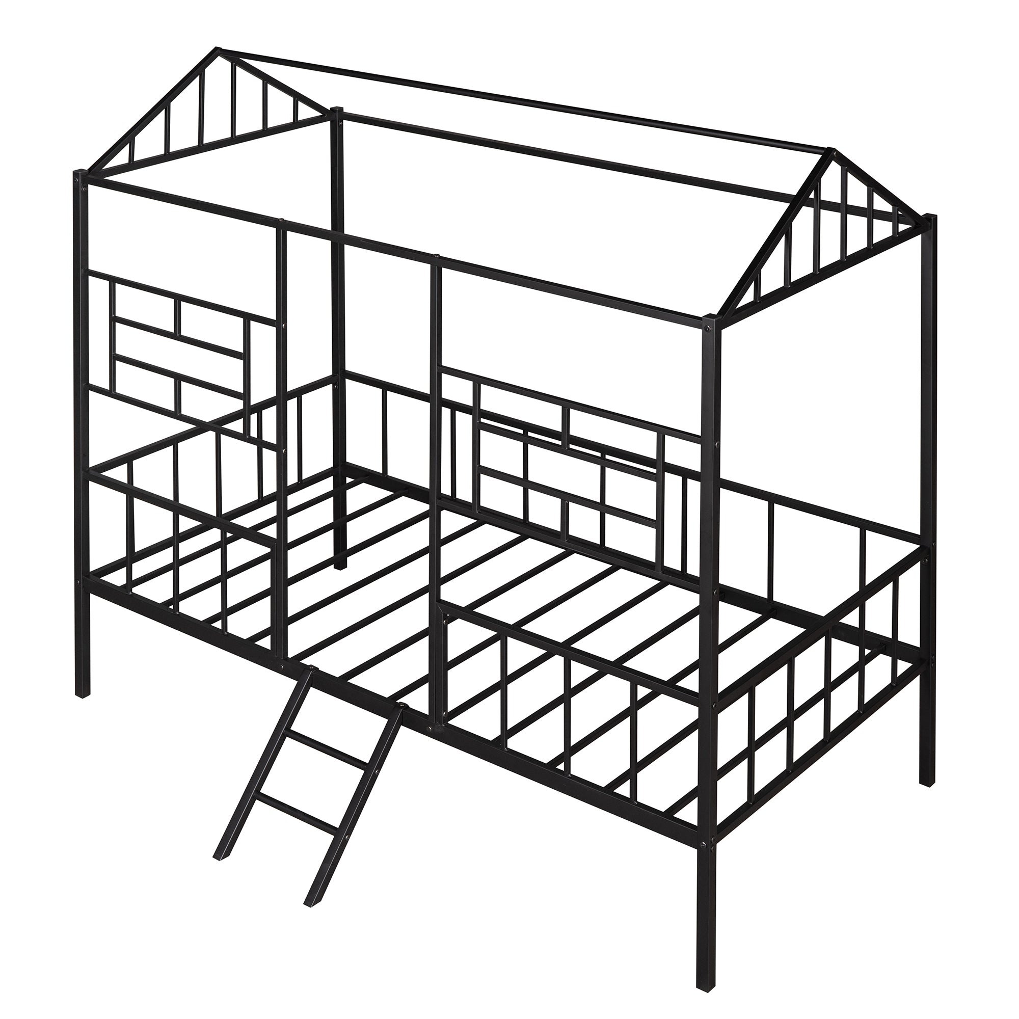 Metal House Bed Frame Twin Size with Slatted Support No Box Spring Needed Black - Atlantic Fine Furniture Melbourne FL