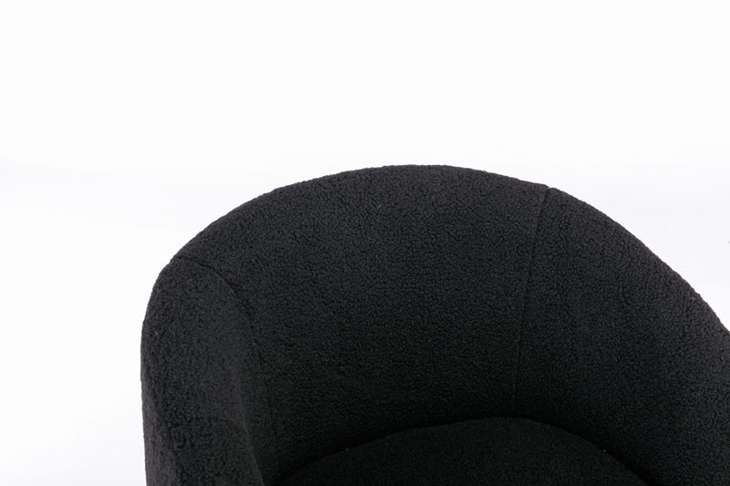 Teddy Fabric Swivel Accent Armchair Barrel Chair With Powder Coating Metal Ring