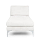 Fabric Upholstered Chaise Lounge With Iron Bracket Legs