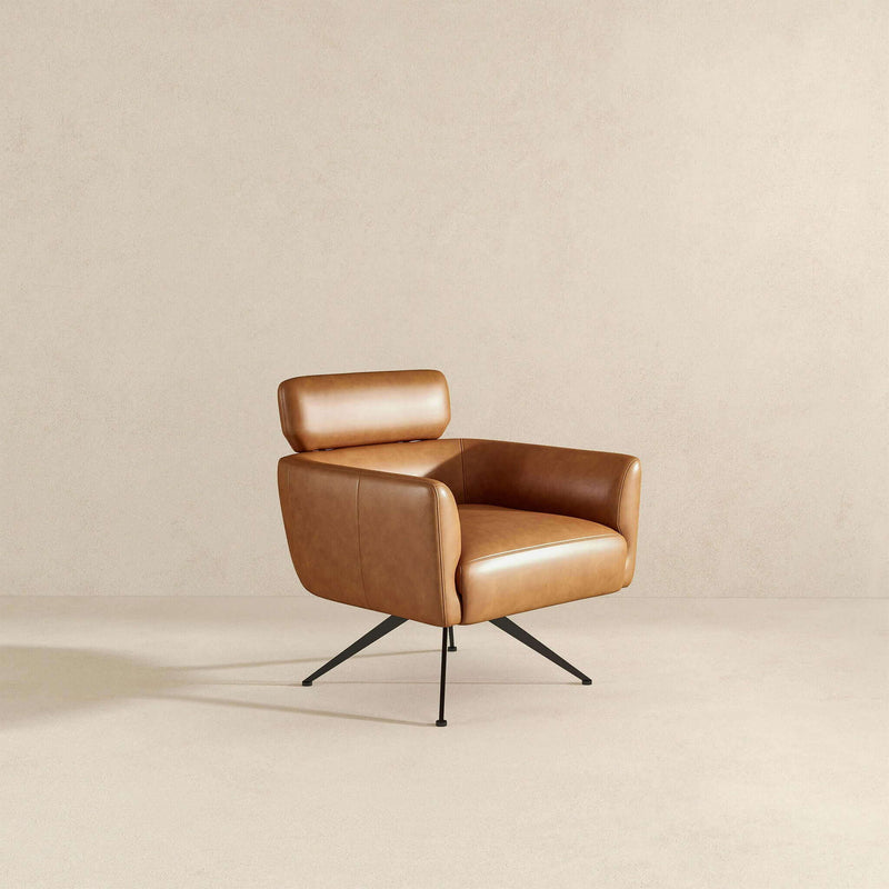 Camila - Leather Lounge Chair - Tan